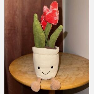 BNWT RARE Retired Jellycat Amusables Red Tulip Flower Pot Original